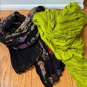 Vibrant Scarf Set - Black and Lime Green